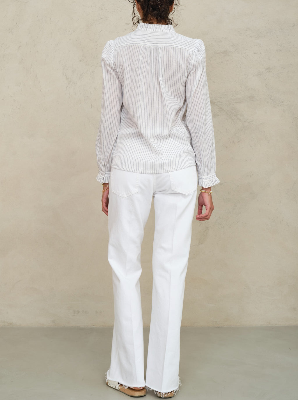 M.A.B.E Chrissie Long Sleeve Top - White Stripe