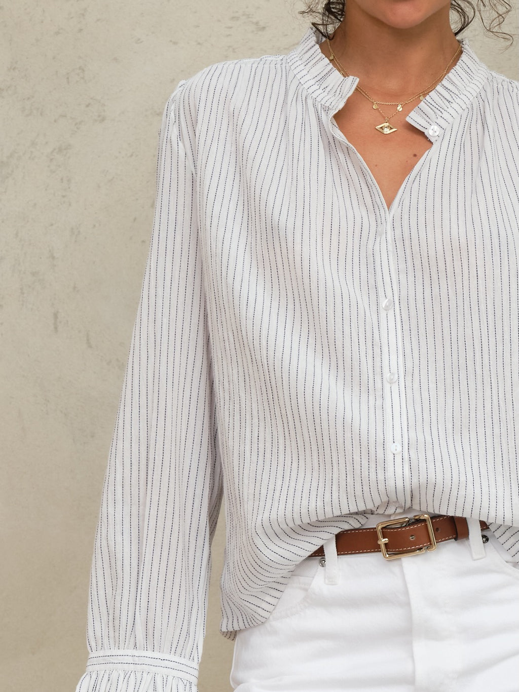 M.A.B.E Chrissie Long Sleeve Top - White Stripe