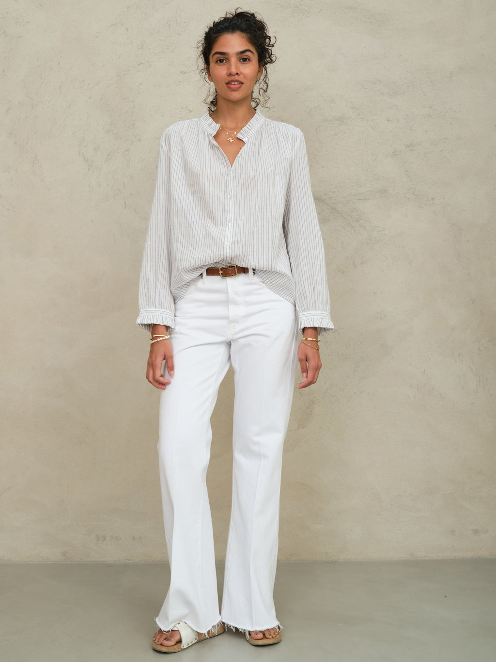 M.A.B.E Chrissie Long Sleeve Top - White Stripe