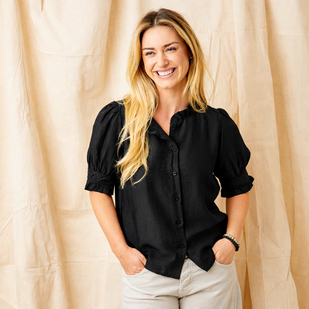 Suzy D Nahara Textured Blouse - Black