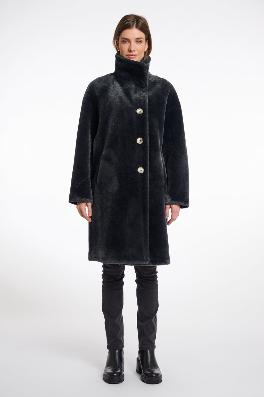 Rino & Pelle Cilou Faux Fur Coat - Deep Iron