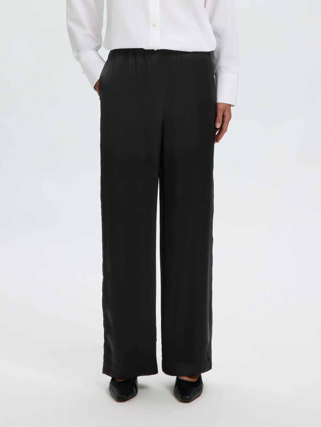 Selected Vida Satin Wide Pant - Black