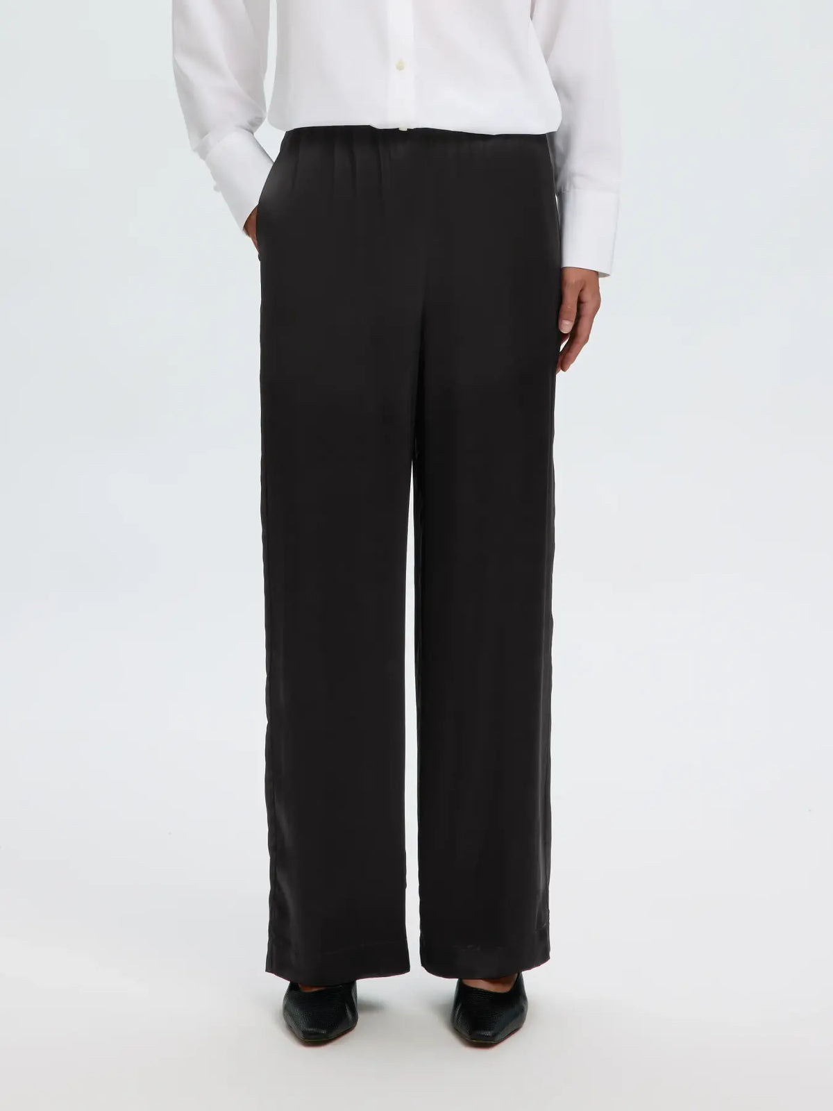Selected Vida Satin Wide Pant - Black