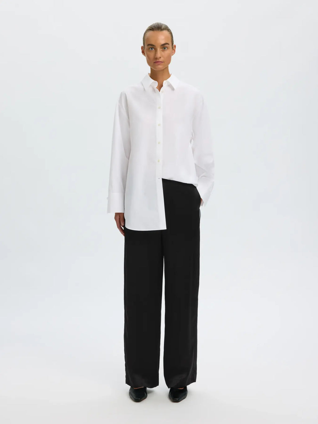 Selected Vida Satin Wide Pant - Black