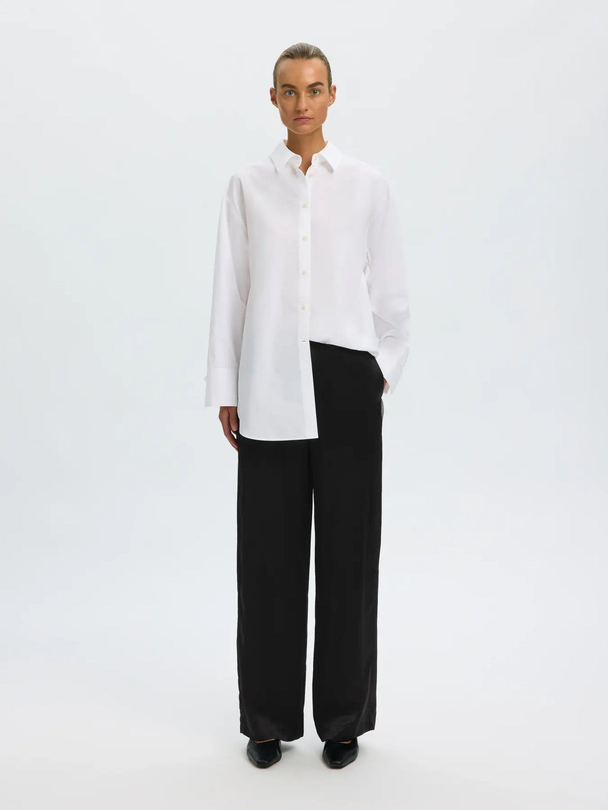 Selected Vida Satin Wide Pant - Black