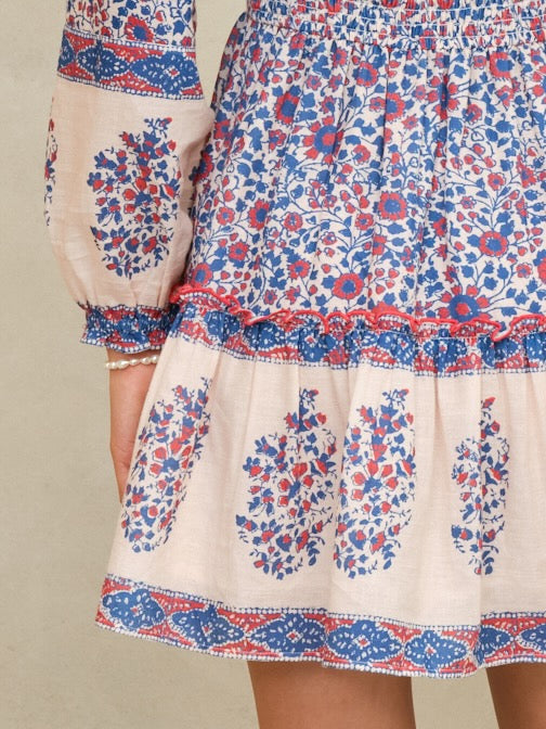 M.A.B.E Della Print Long Sleeve Dress