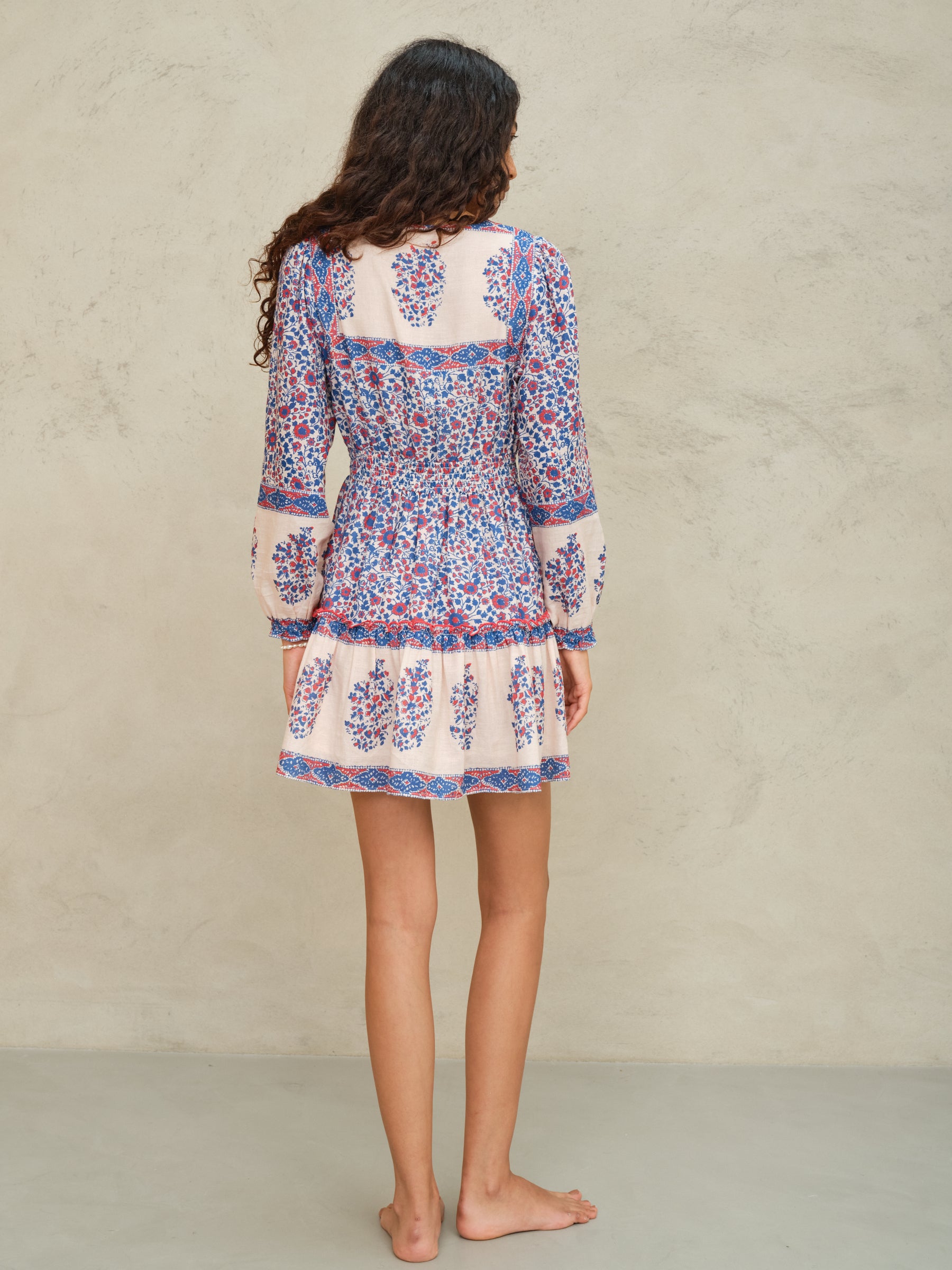 M.A.B.E Della Print Long Sleeve Dress
