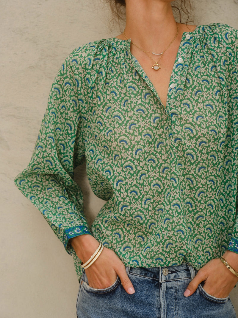 M.A.B.E Dana Print Blouse - Green