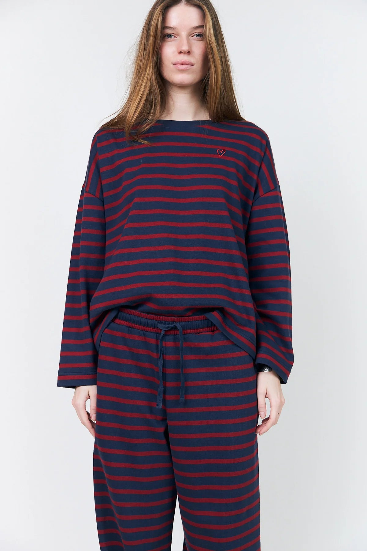 Lollys Laundry Demi Stripe Sweatshirt - Red
