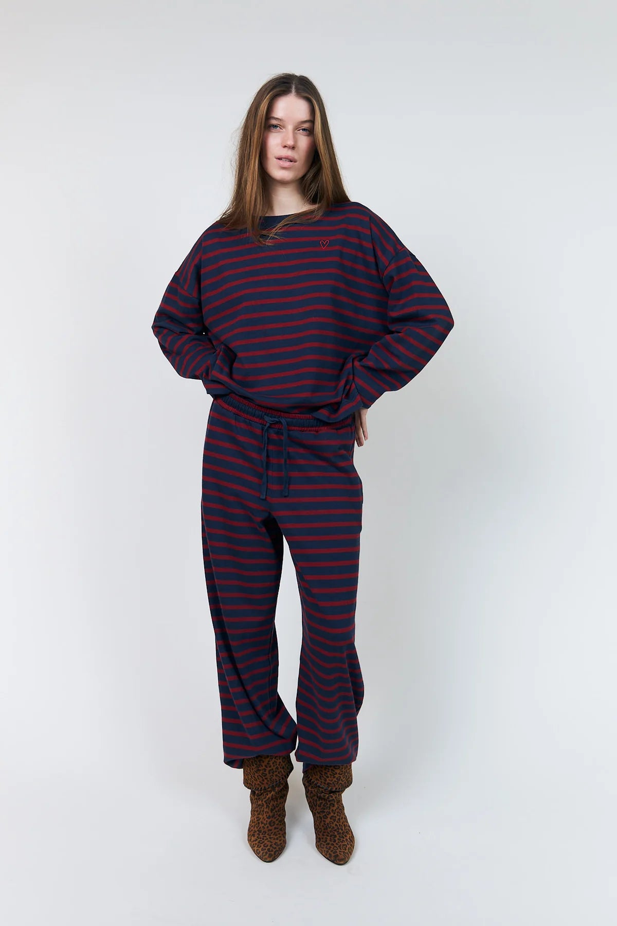 Lollys Laundry Demi Stripe Sweatshirt - Red