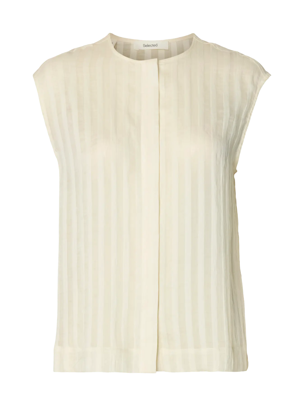 Selected Toran Sheer Striped Blouse - Egret