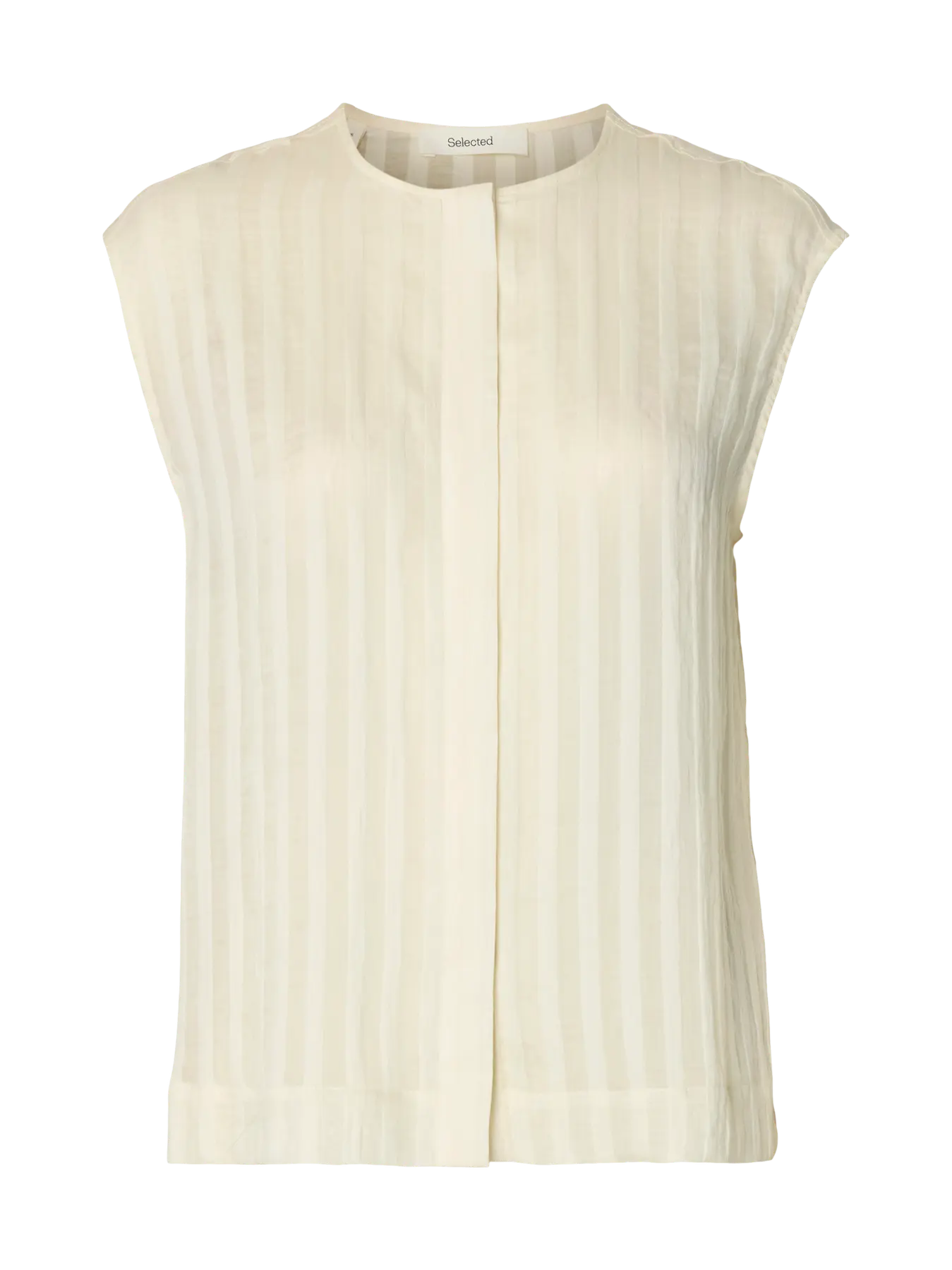 Selected Toran Sheer Striped Blouse - Egret