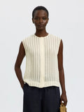 Selected Toran Sheer Striped Blouse - Egret