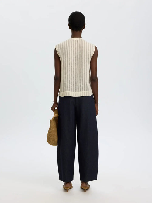 Selected Toran Sheer Striped Blouse - Egret