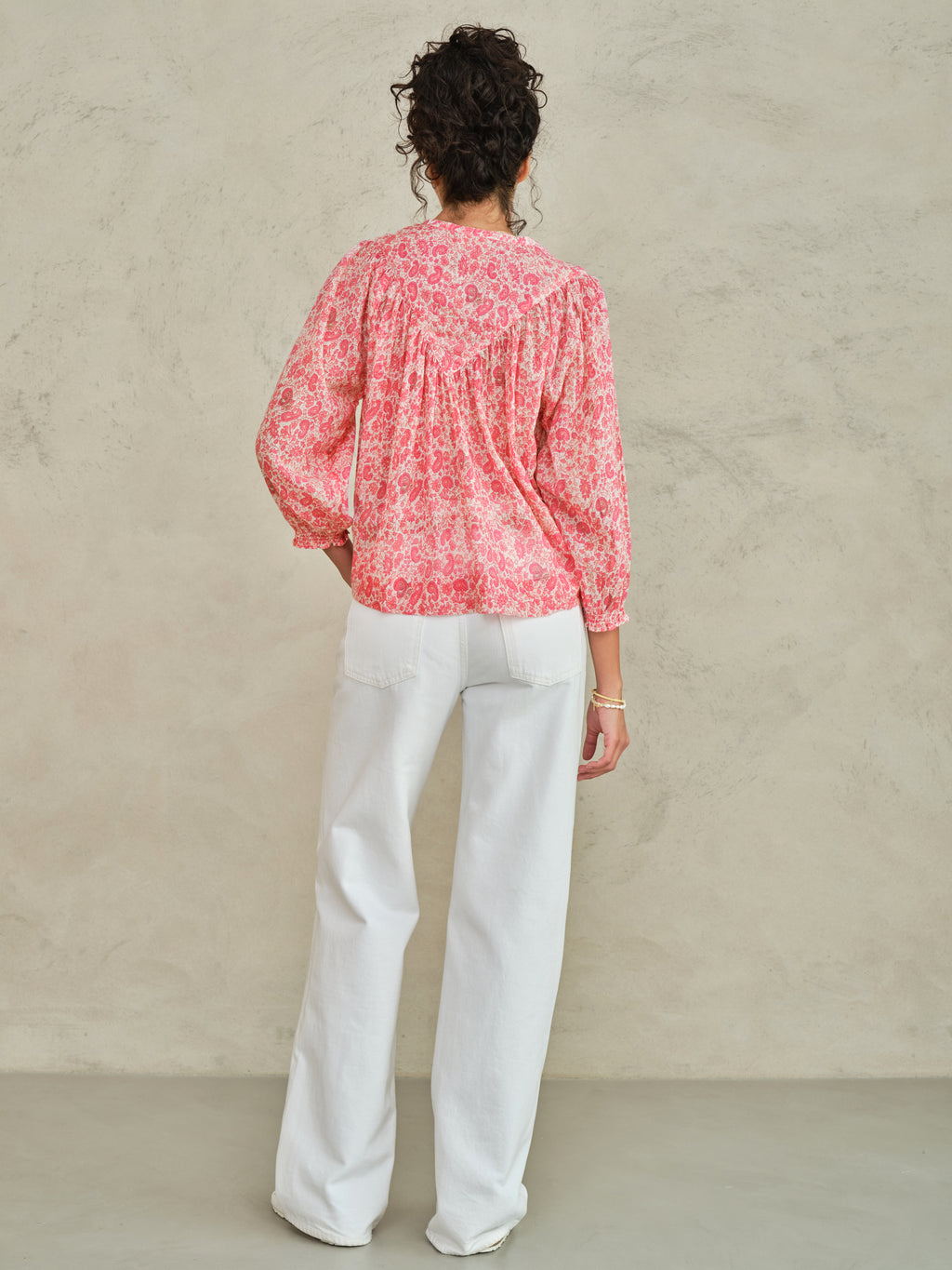 M.A.B.E Esti Print Long Sleeve Top - Pink