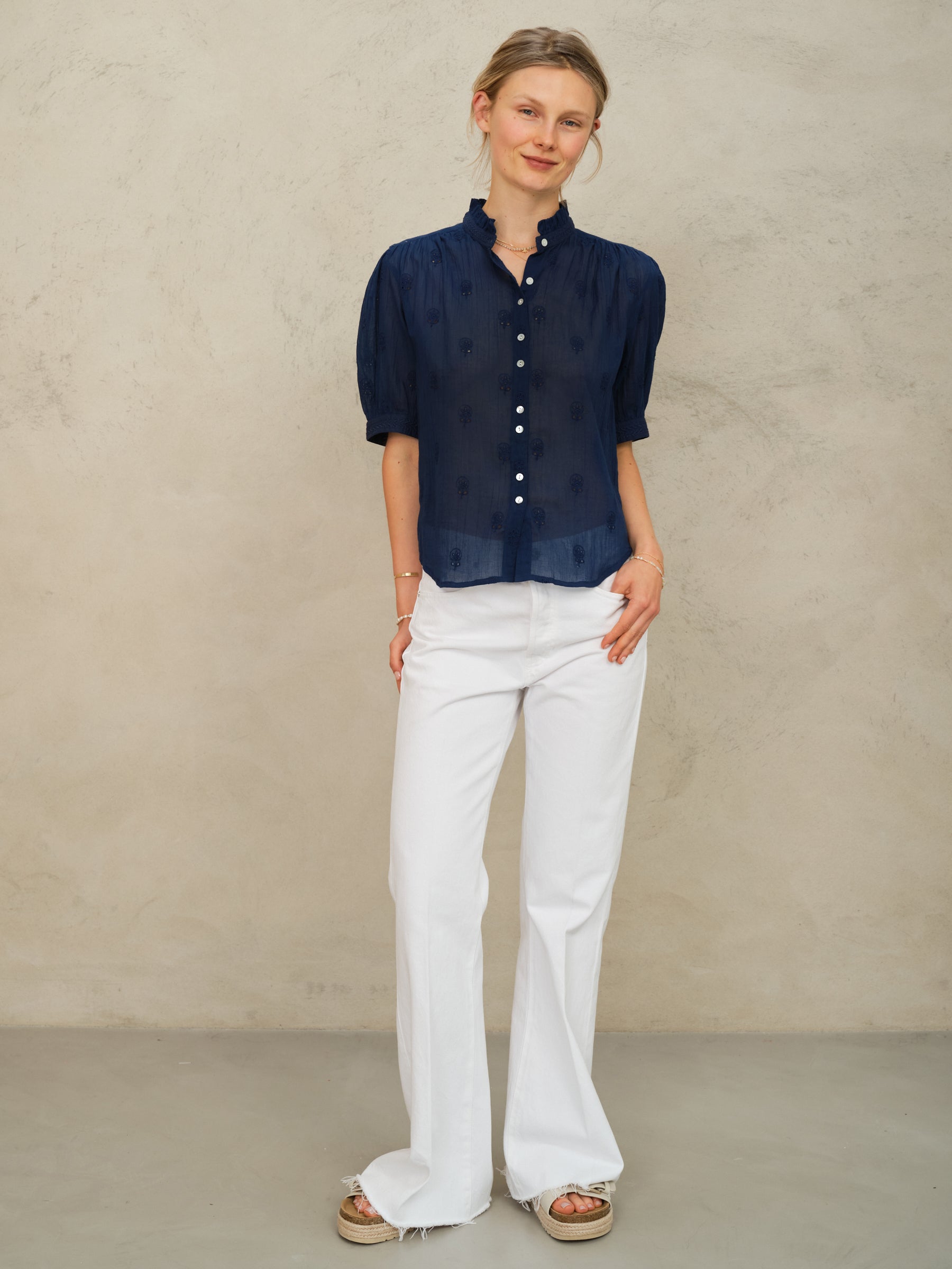 M.A.B.E Frani Emb Top - Indigo