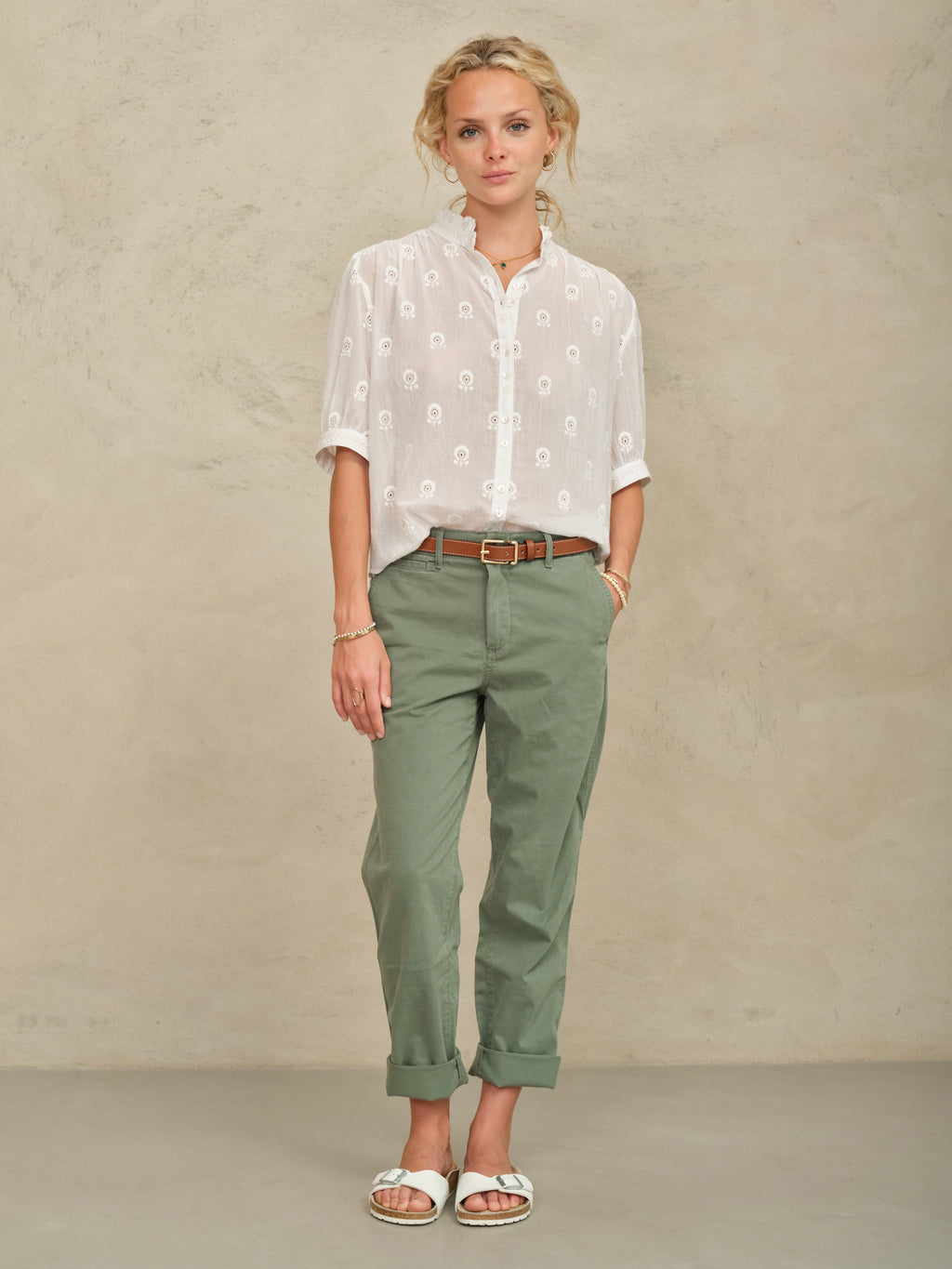 M.A.B.E Frani Emb Top - White
