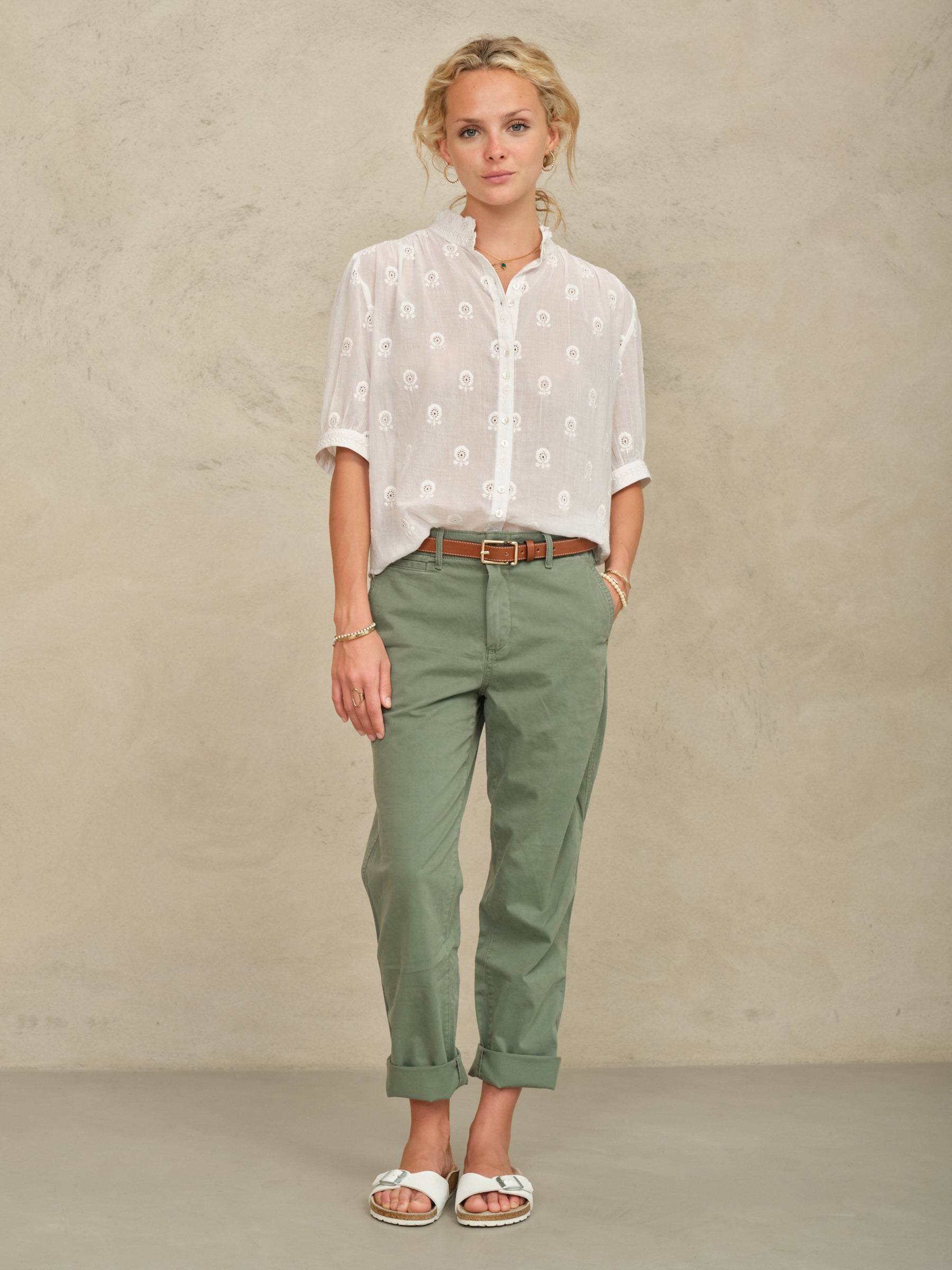 M.A.B.E Frani Emb Top - White