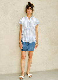 M.A.B.E Freya Blouse - Blue Stripe