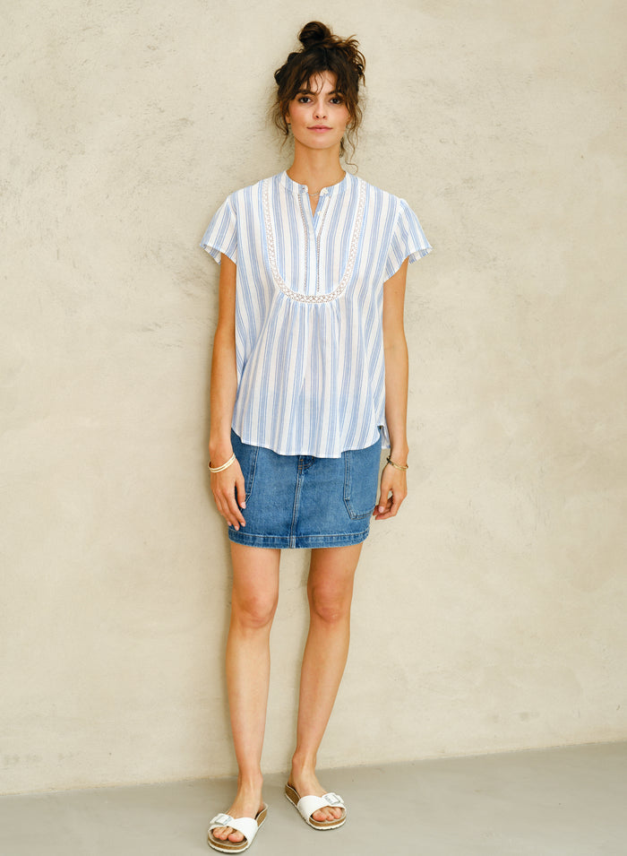 M.A.B.E Freya Blouse - Blue Stripe
