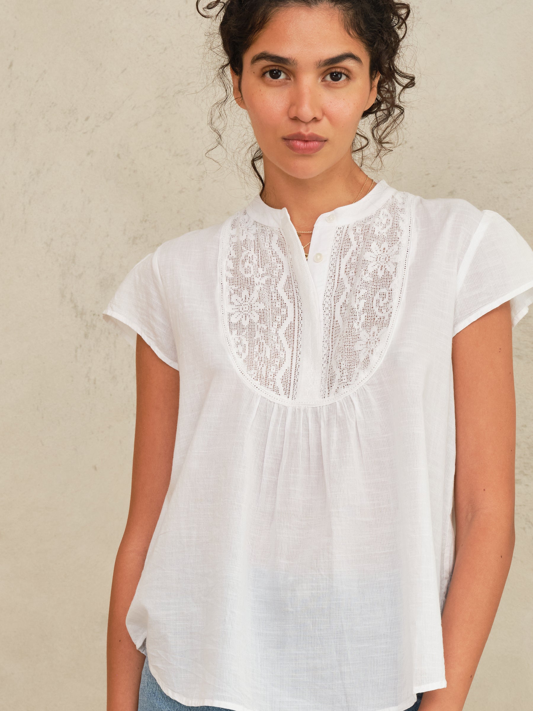 M.A.B.E Freya Short Sleeve Top - White
