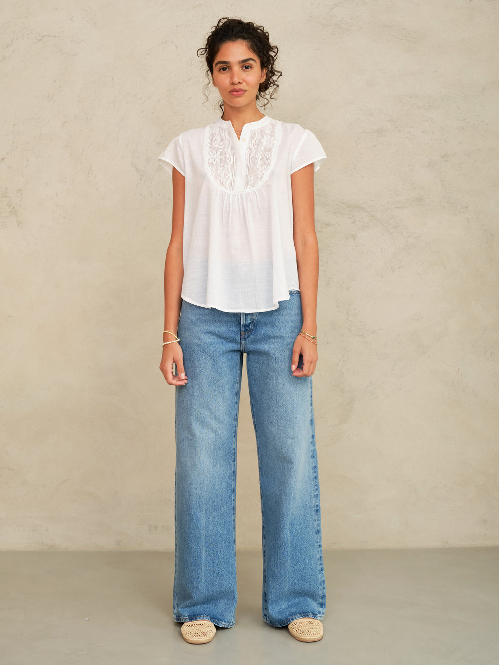 M.A.B.E Freya Short Sleeve Top - White