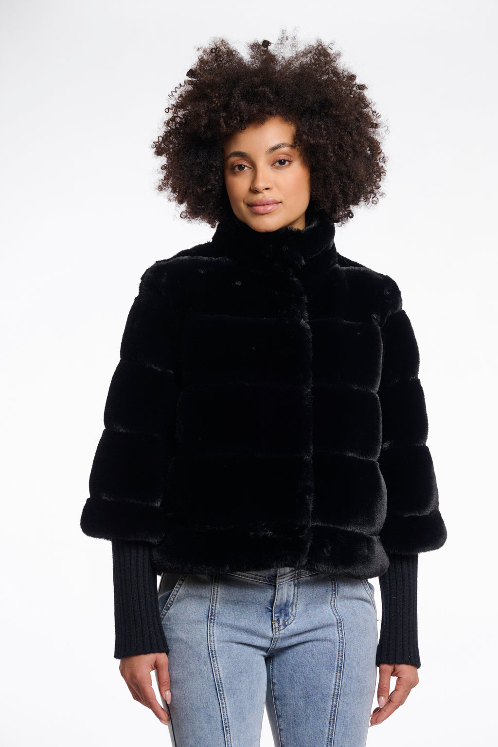 Rino & Pelle Feline Fur Jacket - Black