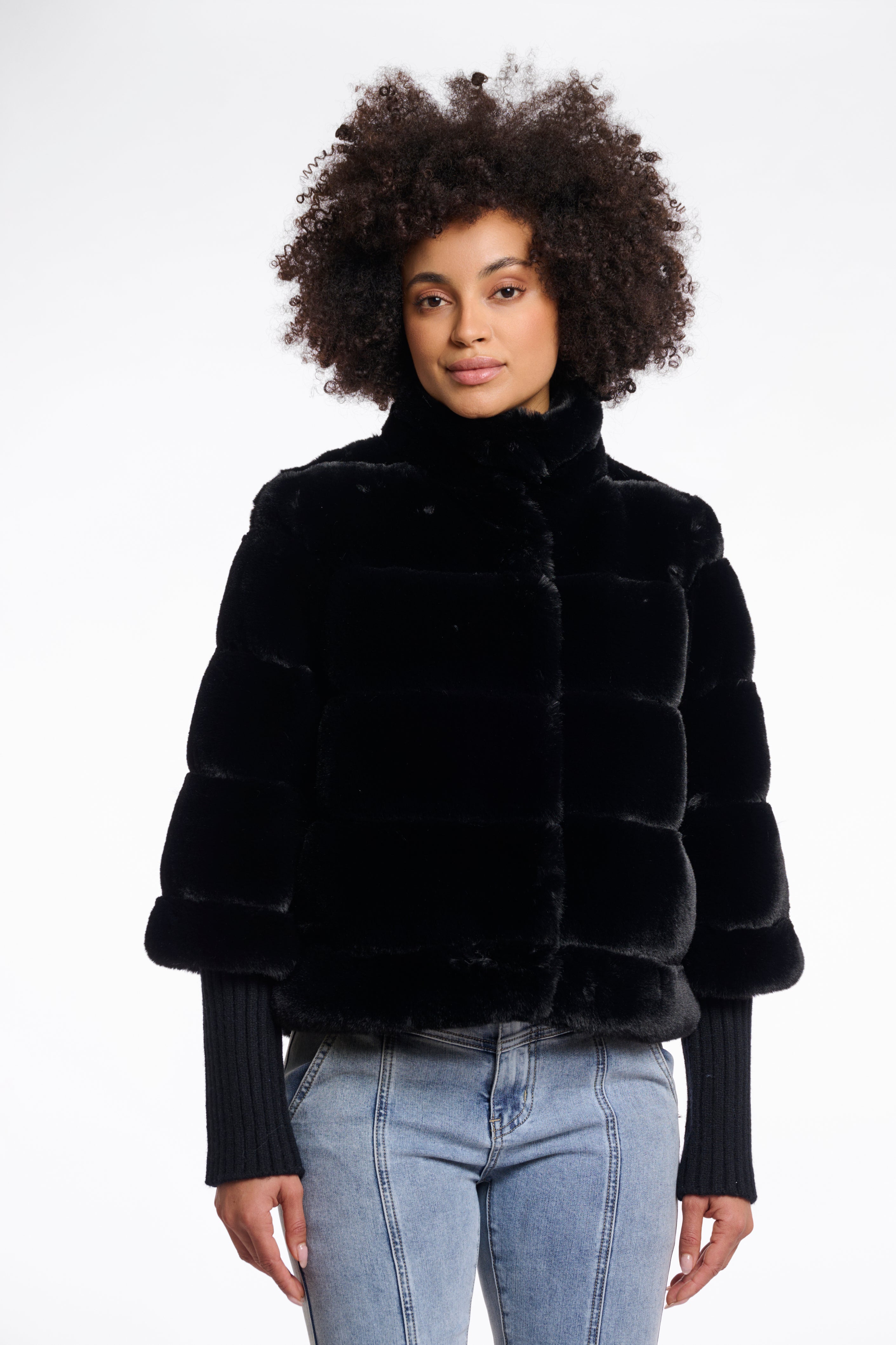 Rino & Pelle Feline Fur Jacket - Black