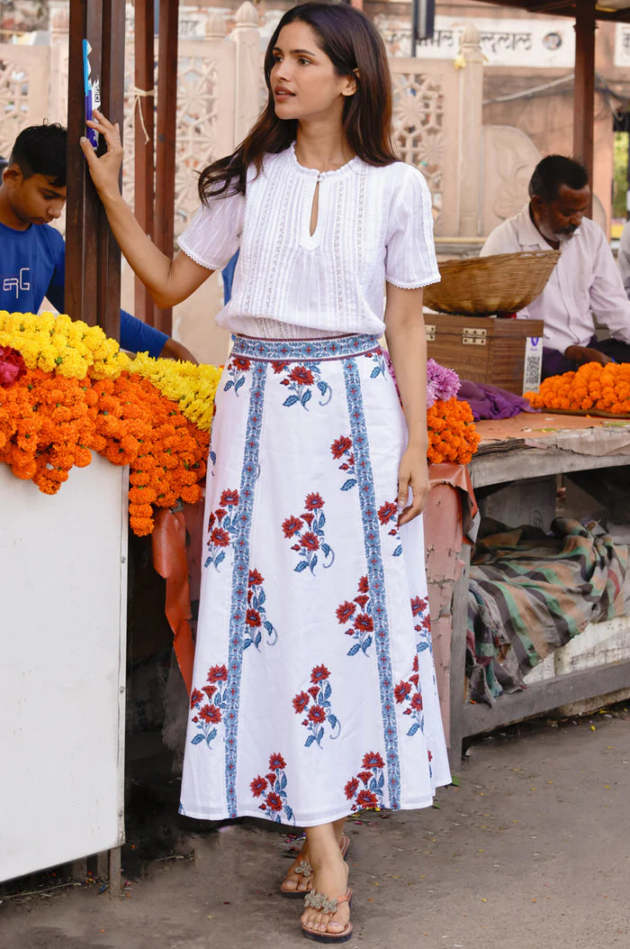 Aspiga Florrie Block Print Skirt - Floral