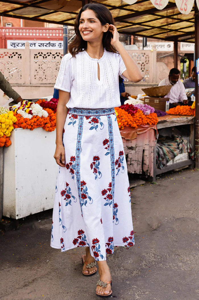 Aspiga Florrie Block Print Skirt - Floral