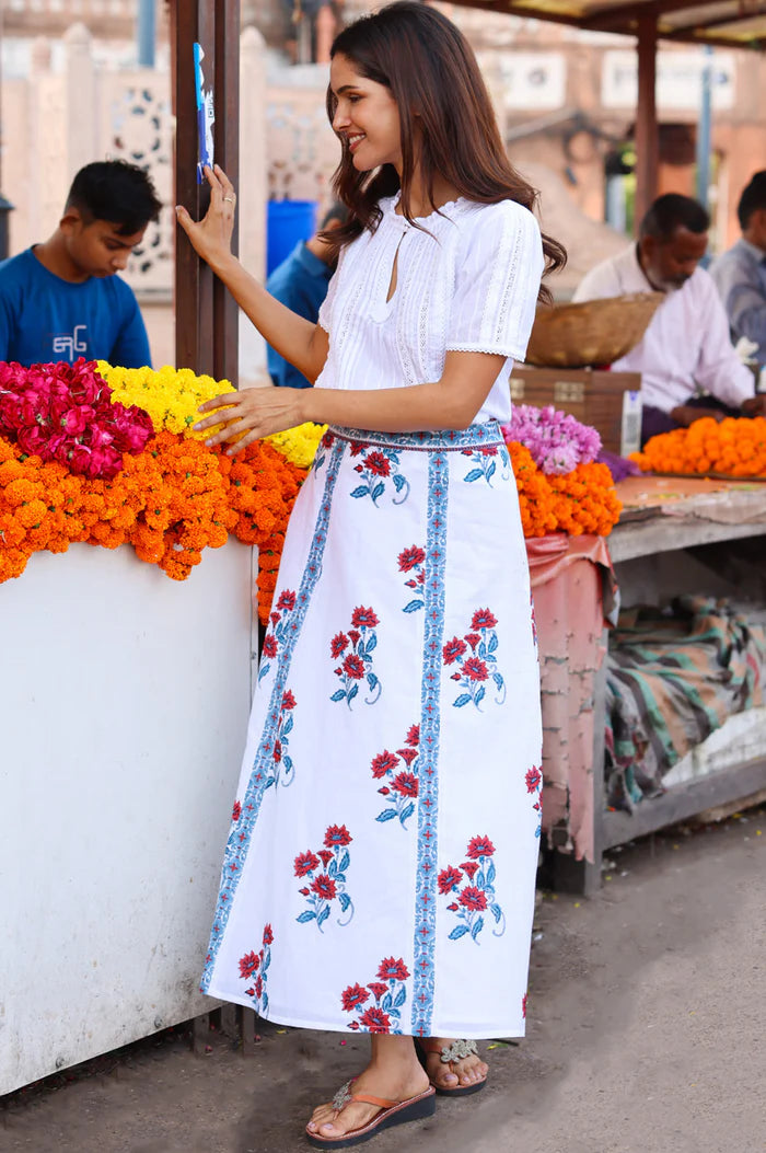 Aspiga Florrie Block Print Skirt - Floral