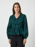 Yas Ebba Shirred Blouse - Pine