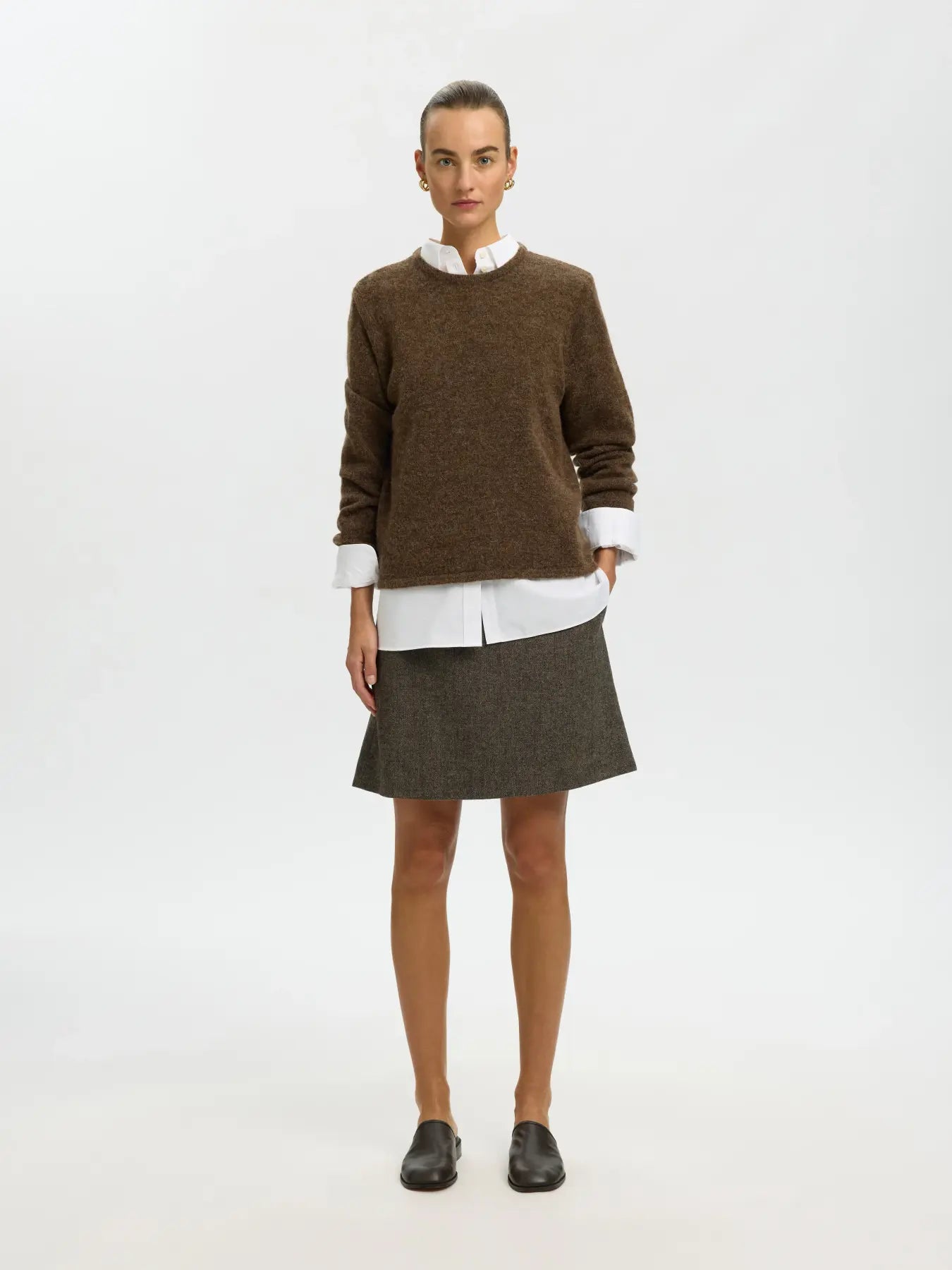 Selected Lulu O Neck Jumper - Brown