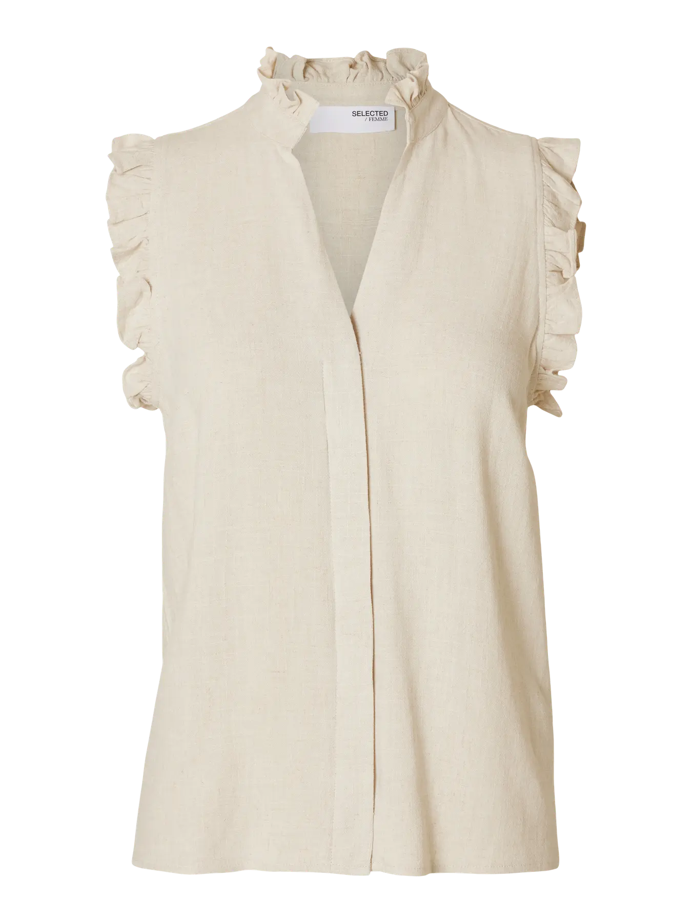 Selected Femme Viva Ruffle Shirt - Sandshell
