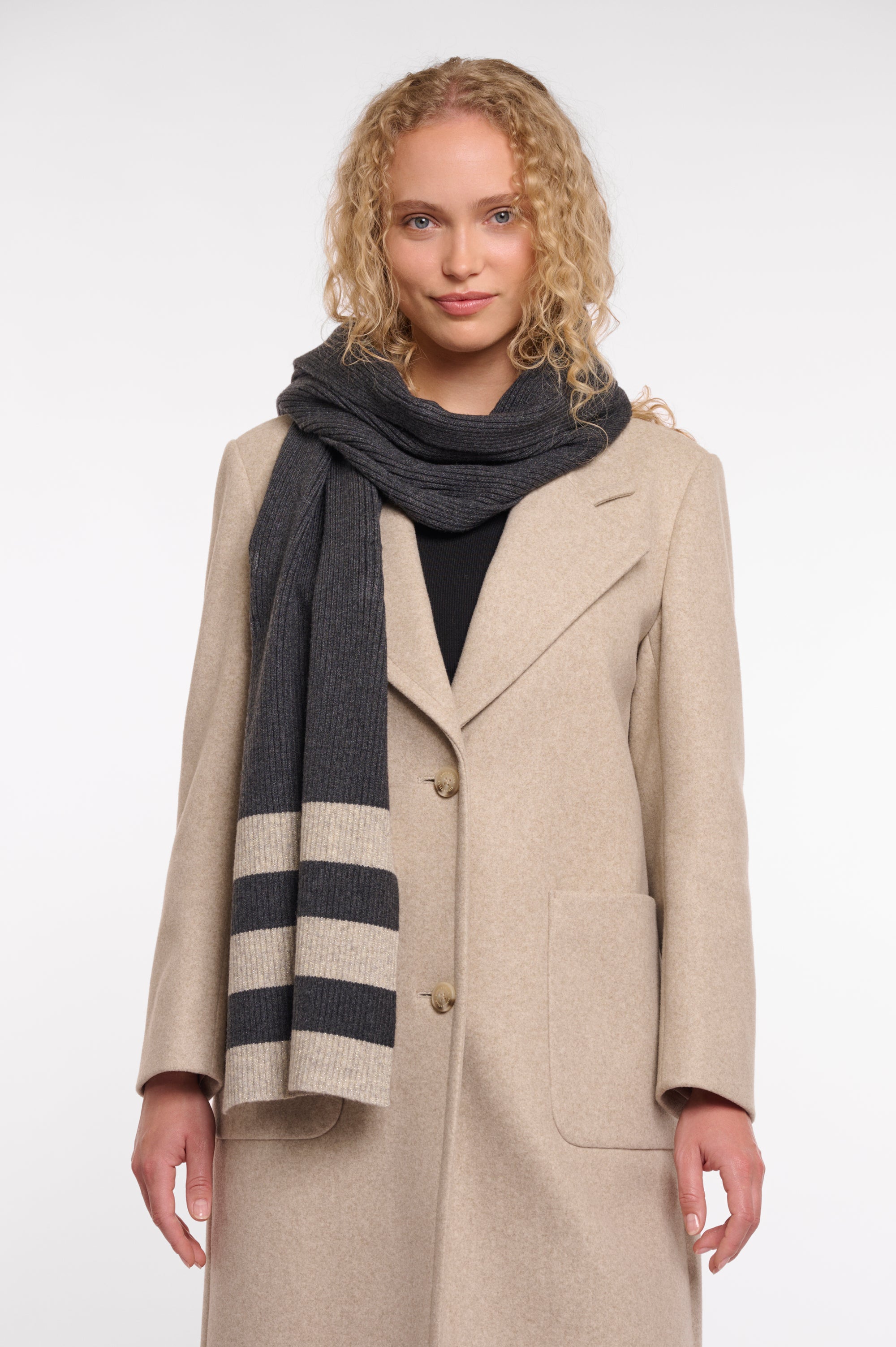 Rino & Pelle Hetty Striped Scarf - Grey