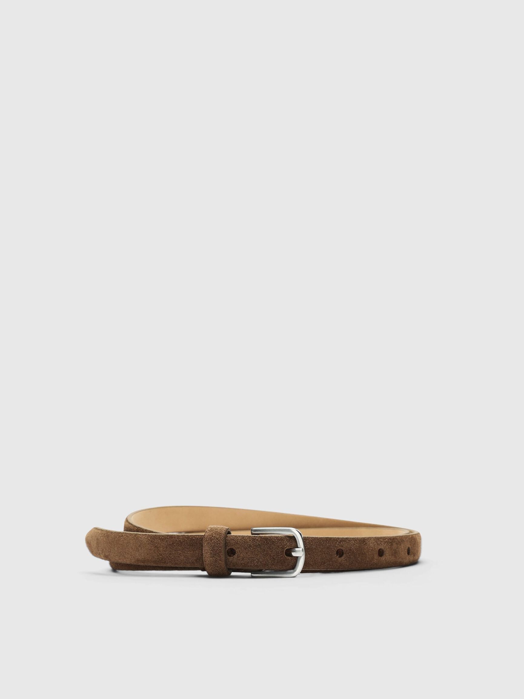 Selected Femme Fiona Slim Suede Belt - Tan