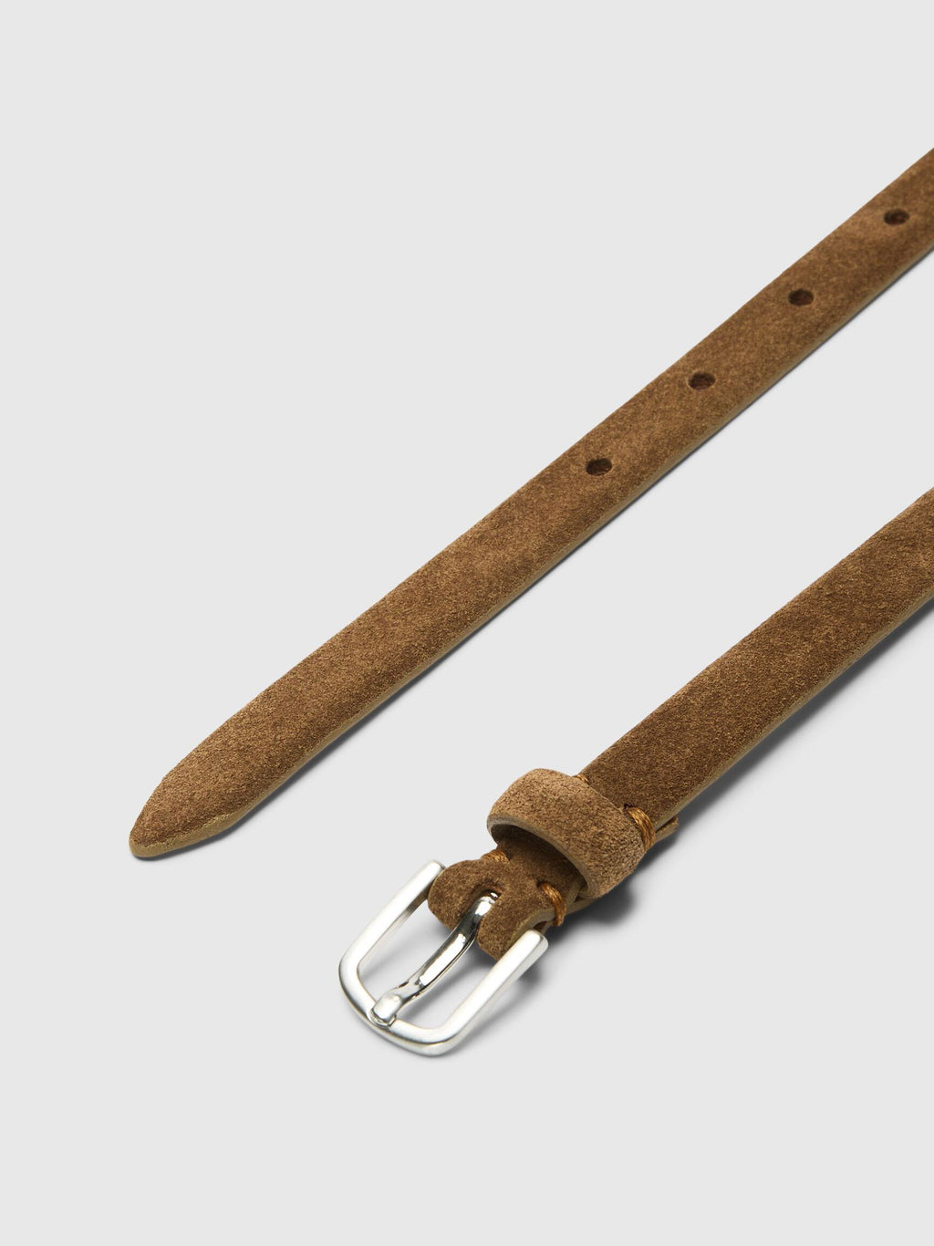 Selected Femme Fiona Slim Suede Belt - Tan