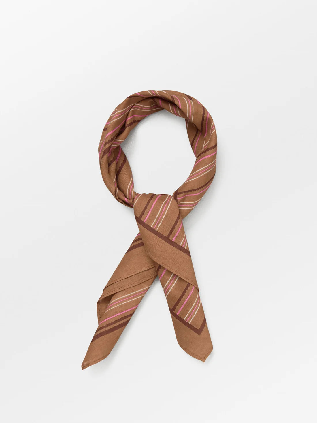 Becksondergaard Scallopia Striped Cotta Scarf - Wood Trush Brown