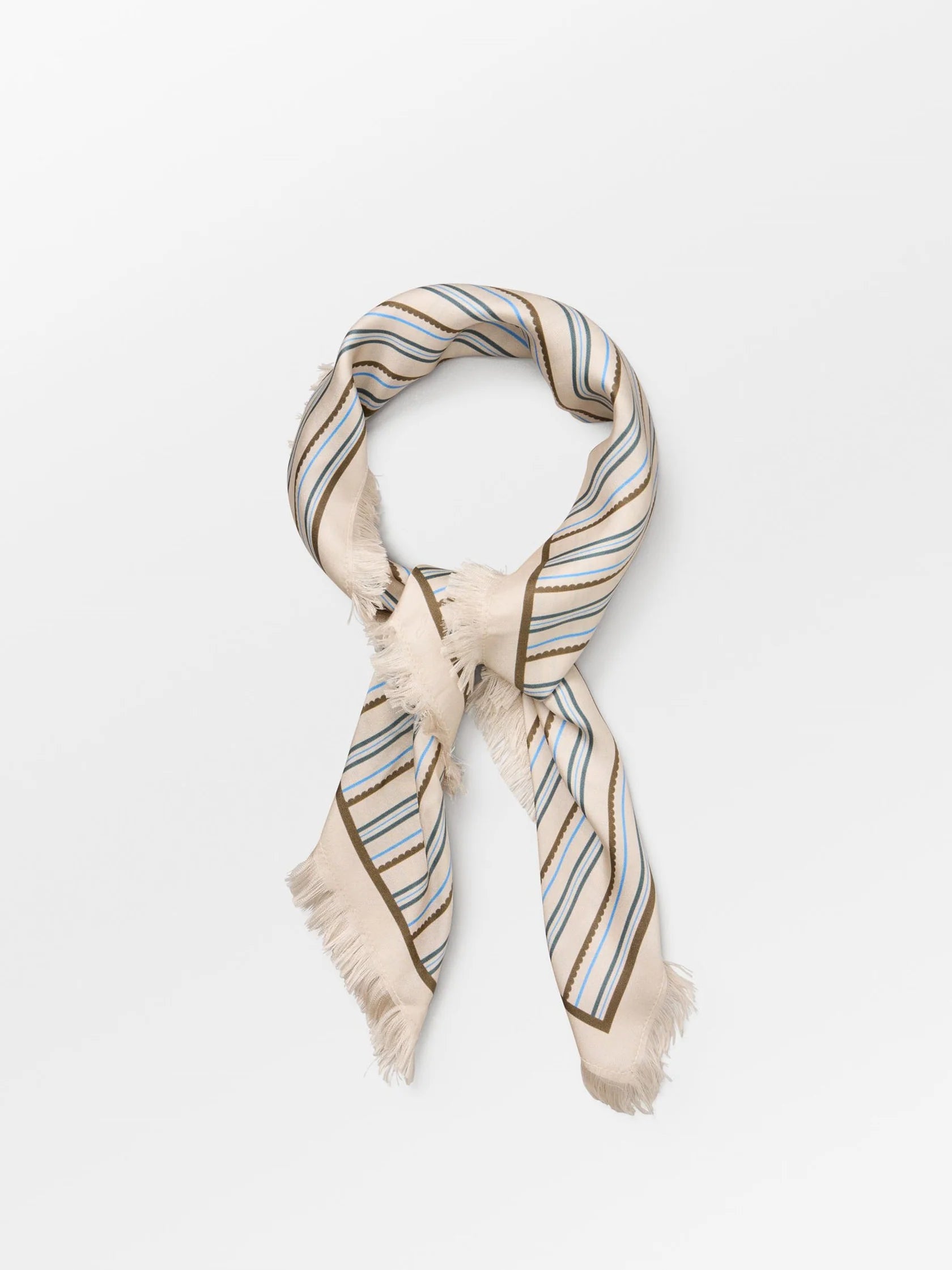 Becksondergaard Scallopia Striped Sia Scarf - Birch White