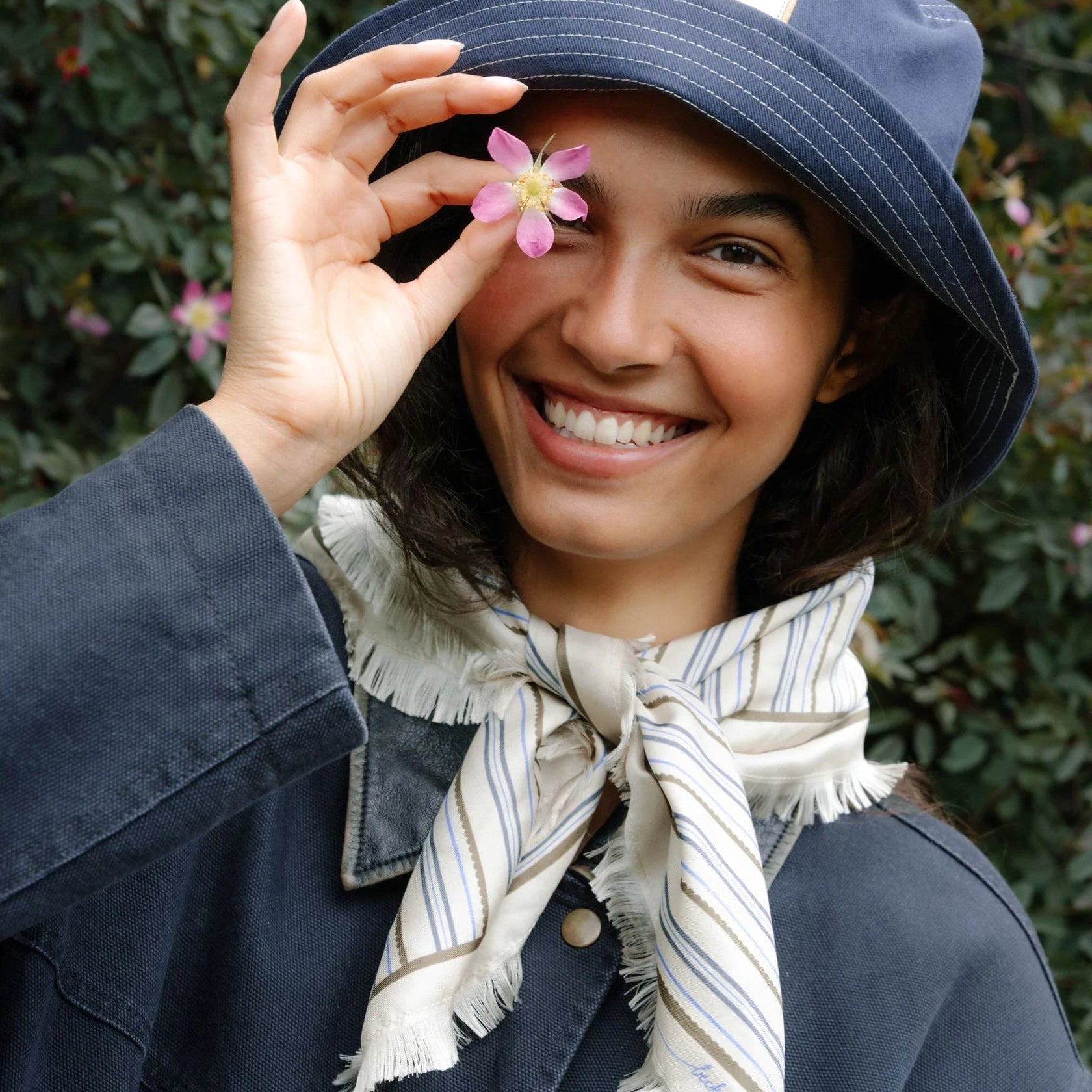 Becksondergaard Scallopia Striped Sia Scarf - Birch White