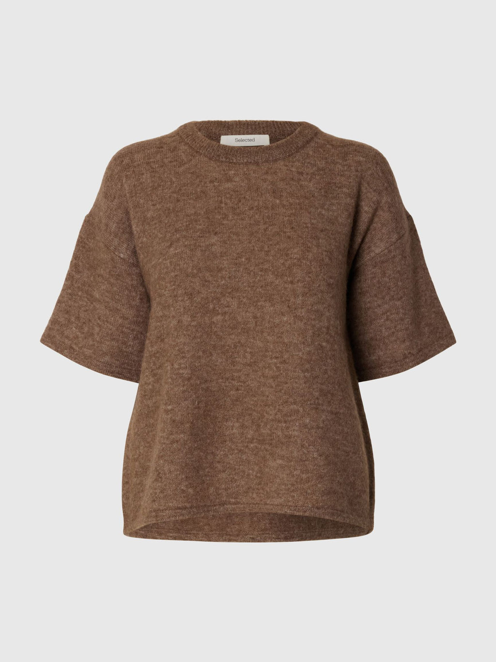 Selected Femme Lulu Short Sleeve Jumper - Chocolate Chip
