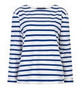 Red Button Terry Stripe Pullover - Dark Blue