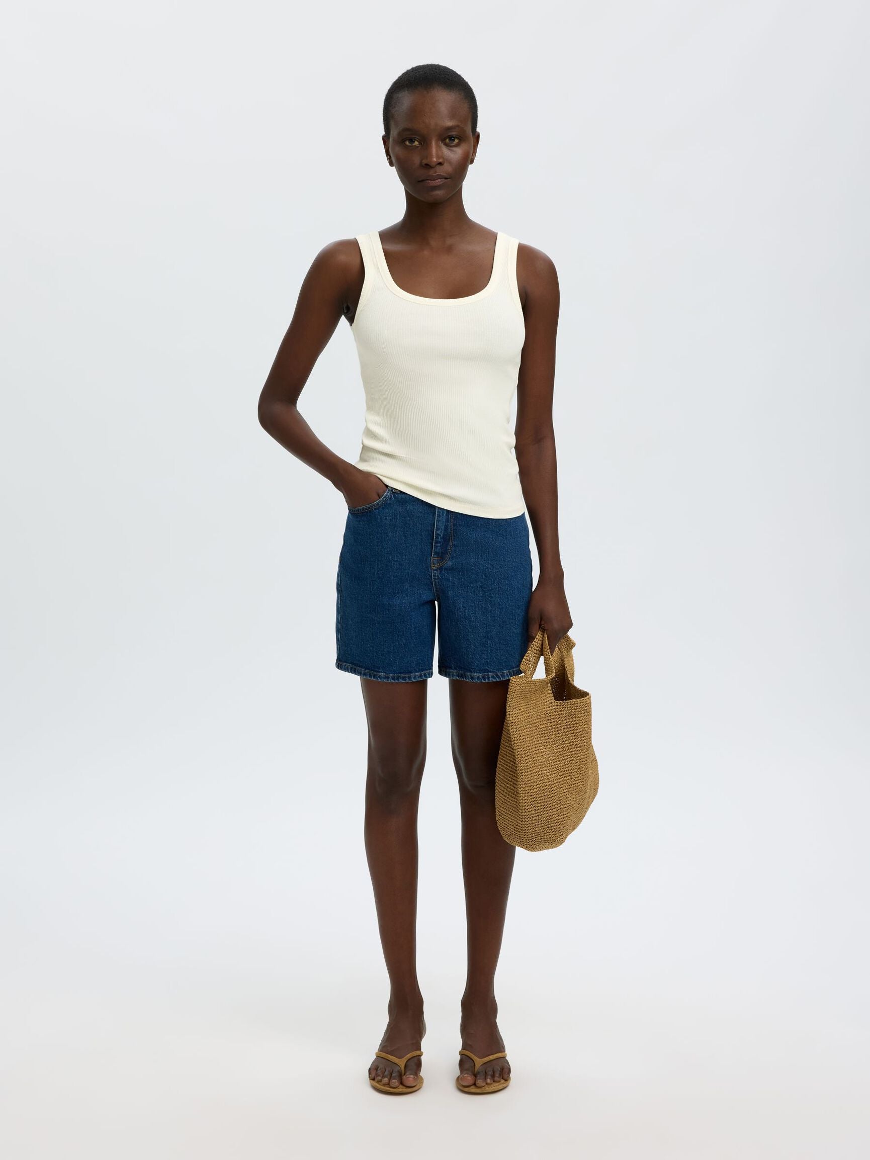 Selected Femme Wanna Tank - Snow White