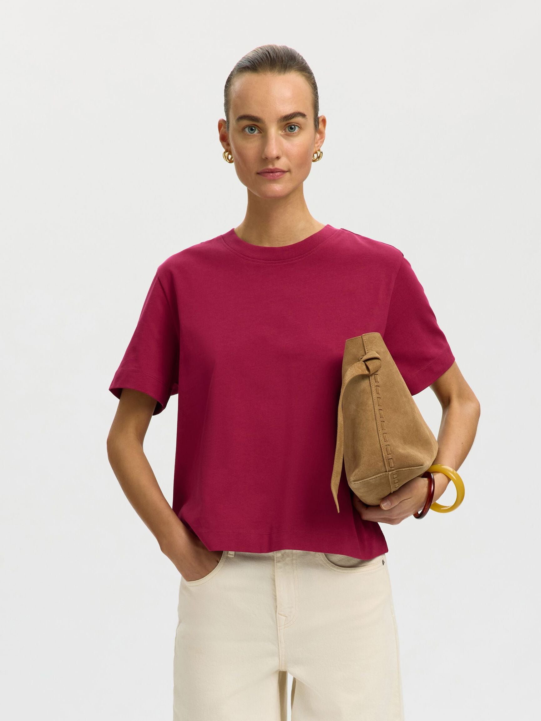 Selected Femme Essential Boxy Tee - Anemone