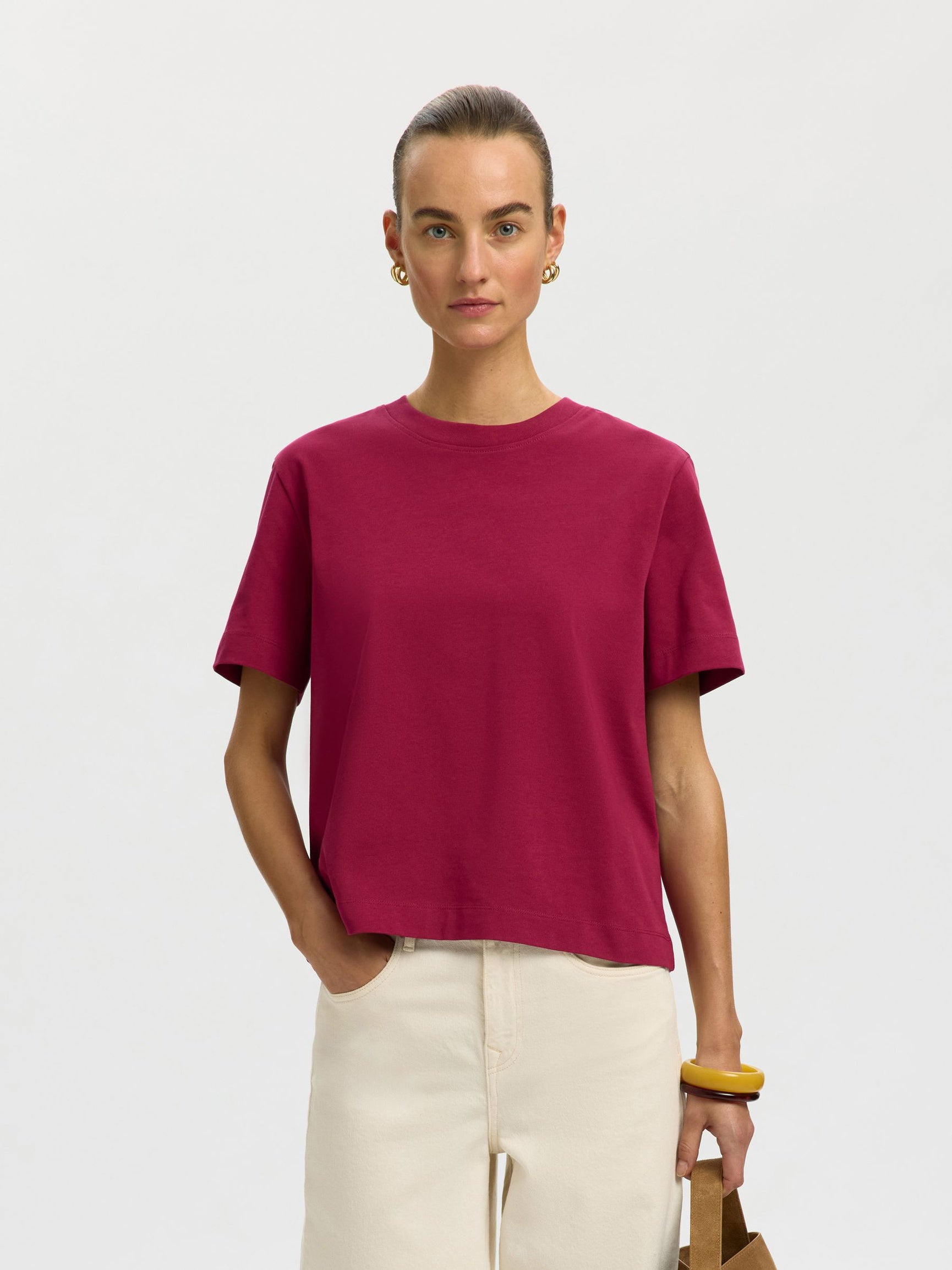 Selected Femme Essential Boxy Tee - Anemone