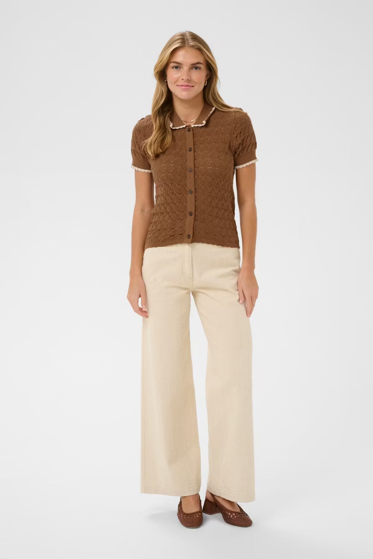Saint Tropez Ronette Polo Cardigan - Brown