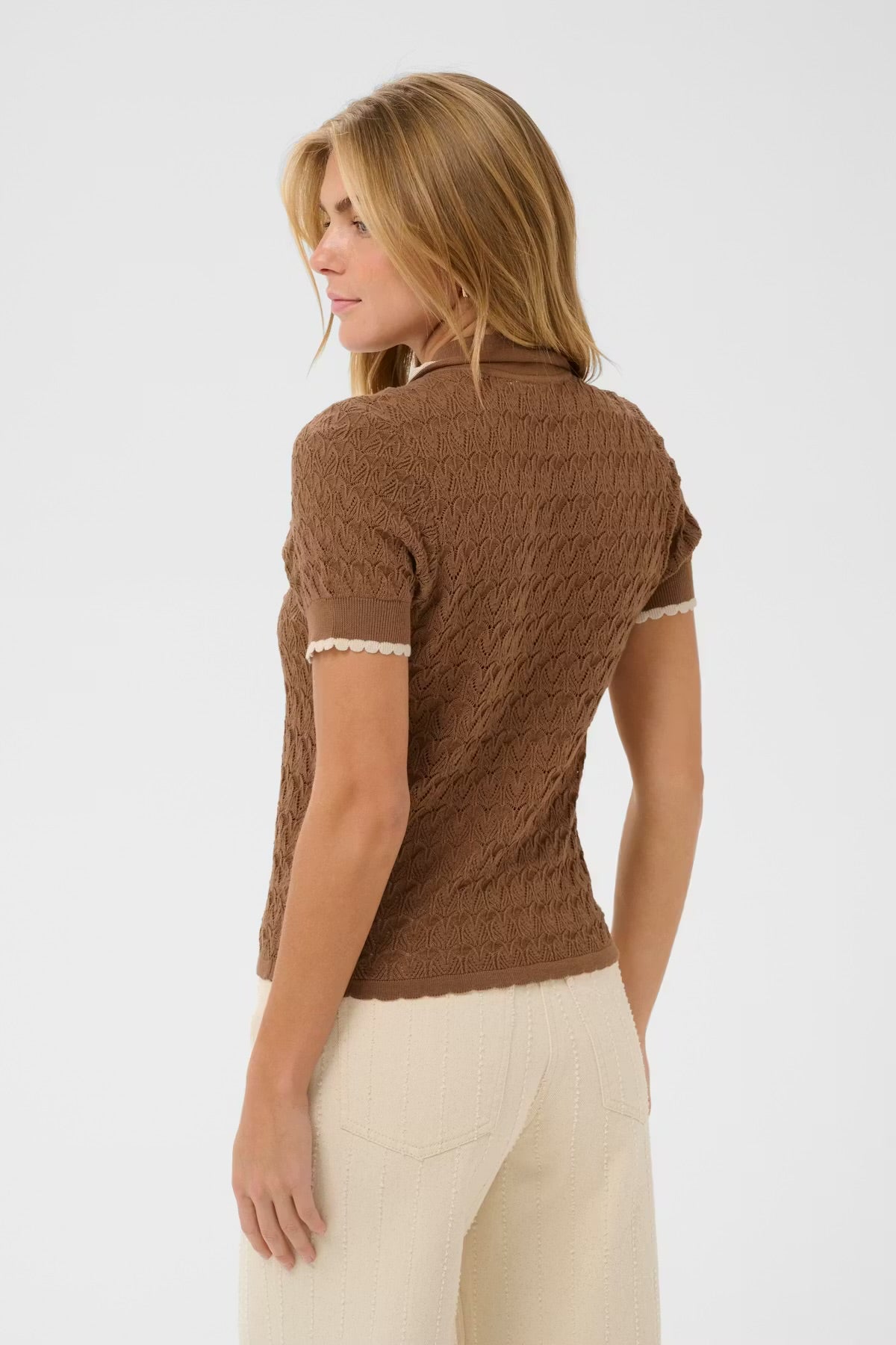 Saint Tropez Ronette Polo Cardigan - Brown