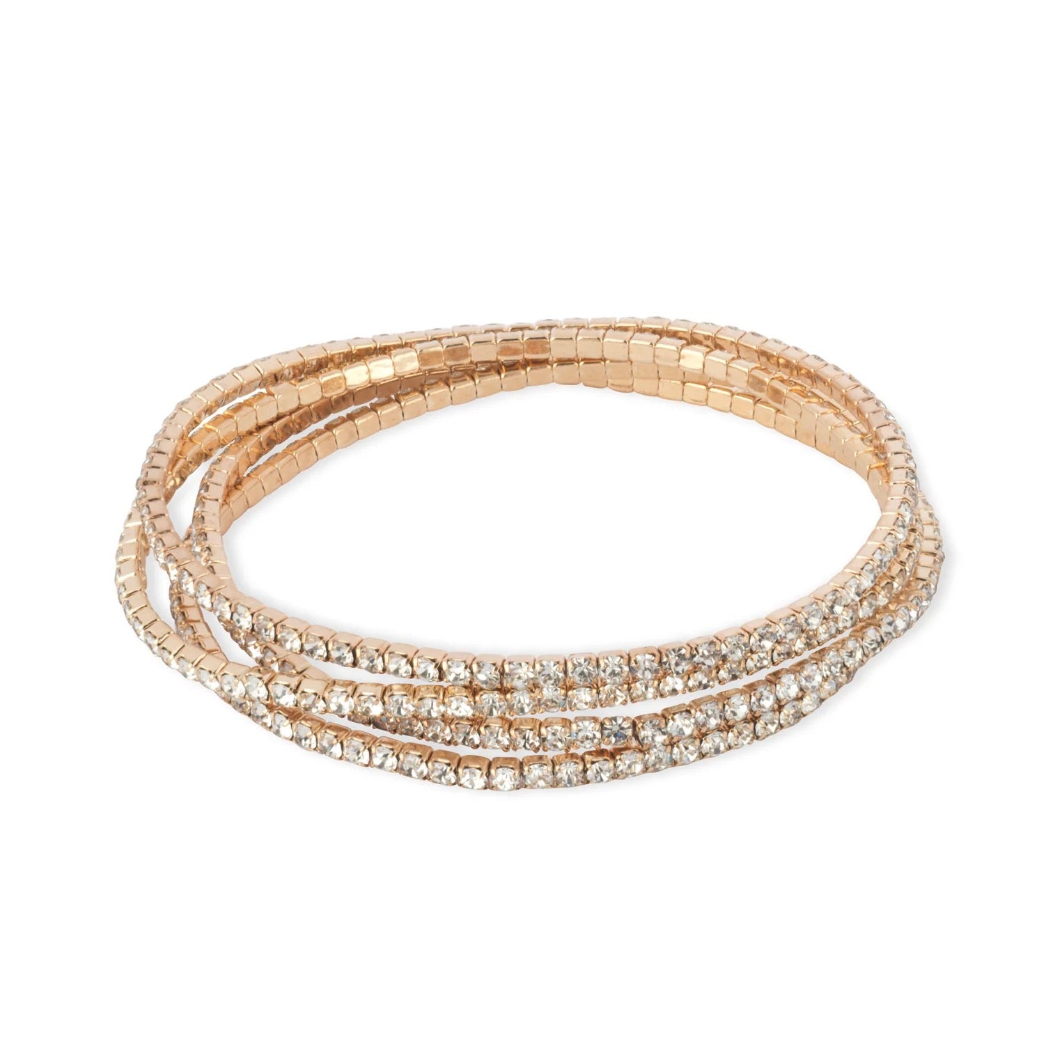 Ashiana Lumi Gold Stretch Tennis Bracelet Set