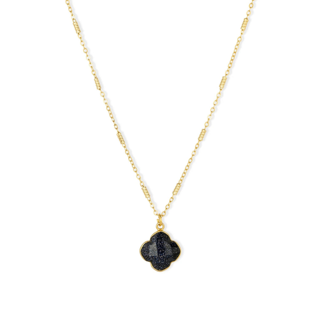 Ashiana Clover Navy Sunstone Necklace