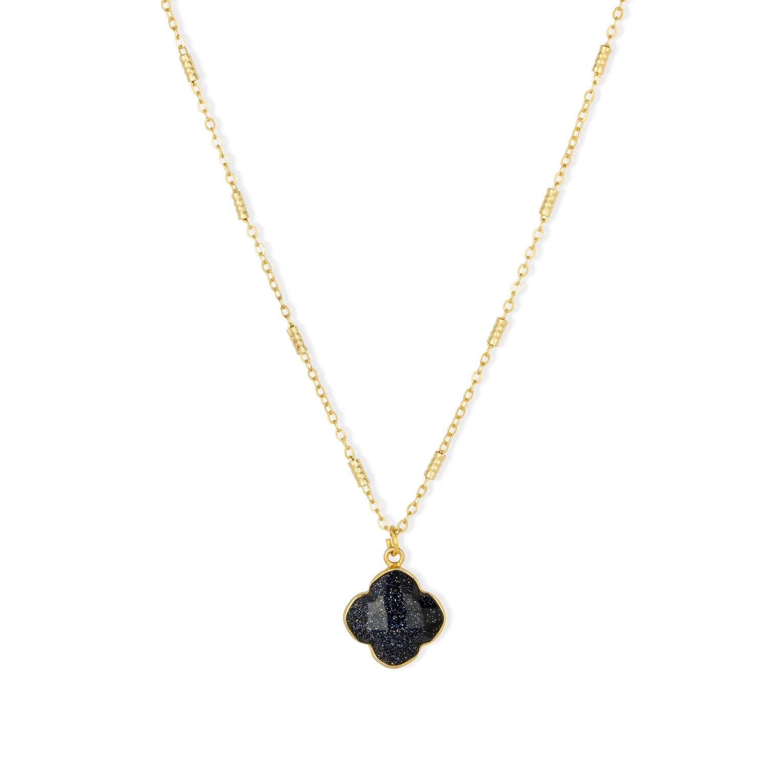 Ashiana Clover Navy Sunstone Necklace